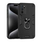 For OPPO A16 Shockproof Metal Ring Holder Phone Case(Black) - 1