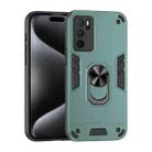 For OPPO A16 Shockproof Metal Ring Holder Phone Case(Green) - 1
