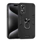 For OPPO A17 Shockproof Metal Ring Holder Phone Case(Black) - 1