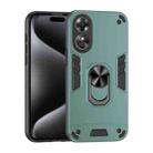 For OPPO A17 Shockproof Metal Ring Holder Phone Case(Green) - 1