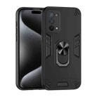 For OPPO A74 5G Shockproof Metal Ring Holder Phone Case(Black) - 1