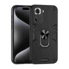 For OPPO Reno11 Global Shockproof Metal Ring Holder Phone Case(Black) - 1