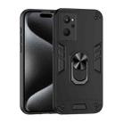 For Realme 9i Shockproof Metal Ring Holder Phone Case(Black) - 1