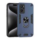 For Realme 9i Shockproof Metal Ring Holder Phone Case(Blue) - 1