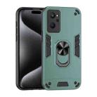 For Realme 9i Shockproof Metal Ring Holder Phone Case(Green) - 1
