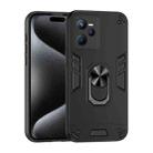 For Realme C35 Shockproof Metal Ring Holder Phone Case(Black) - 1