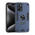 For Realme C35 Shockproof Metal Ring Holder Phone Case(Blue) - 1