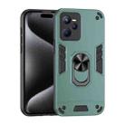 For Realme C35 Shockproof Metal Ring Holder Phone Case(Green) - 1