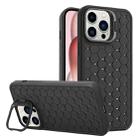 For iPhone 15 Pro Max Honeycomb Radiating Lens Holder TPU Phone Case(Black) - 1