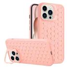 For iPhone 15 Pro Max Honeycomb Radiating Lens Holder TPU Phone Case(Pink) - 1