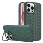 For iPhone 15 Pro Max Honeycomb Radiating Lens Holder TPU Phone Case(Green) - 1