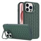 For iPhone 15 Pro Honeycomb Radiating Lens Holder TPU Phone Case(Green) - 1