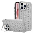 For iPhone 15 Pro Honeycomb Radiating Lens Holder TPU Phone Case(Grey) - 1