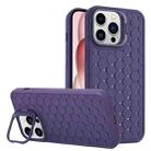 For iPhone 15 Pro Honeycomb Radiating Lens Holder TPU Phone Case(Purple) - 1