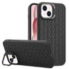 For iPhone 15 Plus Honeycomb Radiating Lens Holder TPU Phone Case(Black) - 1