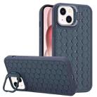 For iPhone 15 Plus Honeycomb Radiating Lens Holder TPU Phone Case(Blue) - 1