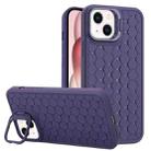 For iPhone 15 Plus Honeycomb Radiating Lens Holder TPU Phone Case(Purple) - 1