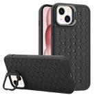 For iPhone 14 Plus Honeycomb Radiating Lens Holder TPU Phone Case(Black) - 1