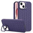 For iPhone 14 Plus Honeycomb Radiating Lens Holder TPU Phone Case(Purple) - 1