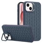 For iPhone 14 Honeycomb Radiating Lens Holder TPU Phone Case(Blue) - 1