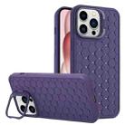 For iPhone 14 Pro Honeycomb Radiating Lens Holder TPU Phone Case(Purple) - 1