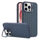 For iPhone 14 Pro Max Honeycomb Radiating Lens Holder TPU Phone Case(Blue) - 1