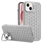 For iPhone 13 Honeycomb Radiating Lens Holder TPU Phone Case(Grey) - 1