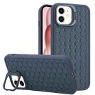 For iPhone 12 Honeycomb Radiating Lens Holder TPU Phone Case(Blue) - 1