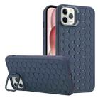 For iPhone 12 Pro Max Honeycomb Radiating Lens Holder TPU Phone Case(Blue) - 1