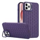 For iPhone 12 Pro Max Honeycomb Radiating Lens Holder TPU Phone Case(Purple) - 1