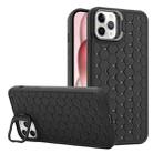 For iPhone 12 Pro Honeycomb Radiating Lens Holder TPU Phone Case(Black) - 1