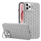 For iPhone 11 Pro Honeycomb Radiating Lens Holder TPU Phone Case(Grey) - 1