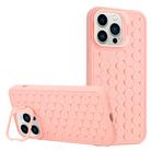 For iPhone 16 Pro Max Honeycomb Radiating Lens Holder TPU Phone Case(Pink) - 1