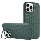 For iPhone 16 Pro Max Honeycomb Radiating Lens Holder TPU Phone Case(Green) - 1