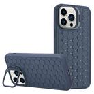 For iPhone 16 Pro Max Honeycomb Radiating Lens Holder TPU Phone Case(Blue) - 1