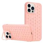 For iPhone 16 Pro Honeycomb Radiating Lens Holder TPU Phone Case(Pink) - 1