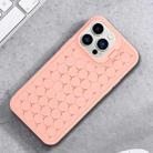 For iPhone 16 Pro Honeycomb Radiating Lens Holder TPU Phone Case(Pink) - 2