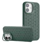 For iPhone 16 Plus Honeycomb Radiating Lens Holder TPU Phone Case(Green) - 1