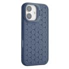 For iPhone 16 Plus Honeycomb Radiating Lens Holder TPU Phone Case(Blue) - 3