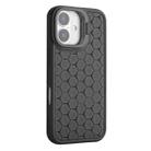 For iPhone 16 Honeycomb Radiating Lens Holder TPU Phone Case(Black) - 3