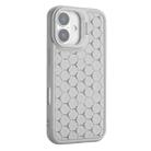 For iPhone 16 Honeycomb Radiating Lens Holder TPU Phone Case(Grey) - 3