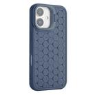 For iPhone 16 Honeycomb Radiating Lens Holder TPU Phone Case(Blue) - 3