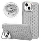 For iPhone 14 Plus Honeycomb Radiating Holder TPU Phone Case with Lanyard(Grey) - 1