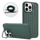 For iPhone 14 Pro Honeycomb Radiating Holder TPU Phone Case with Lanyard(Green) - 1