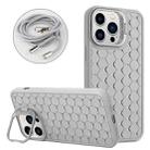 For iPhone 13 Pro Honeycomb Radiating Holder TPU Phone Case with Lanyard(Grey) - 1