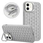 For iPhone 12 Honeycomb Radiating Holder TPU Phone Case with Lanyard(Grey) - 1