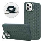 For iPhone 12 Pro Max Honeycomb Radiating Holder TPU Phone Case with Lanyard(Green) - 1