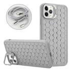 For iPhone 11 Pro Max Honeycomb Radiating Holder TPU Phone Case with Lanyard(Grey) - 1