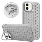 For iPhone 11 Honeycomb Radiating Holder TPU Phone Case with Lanyard(Grey) - 1