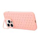 For iPhone 16 Pro Max Honeycomb Radiating Holder TPU Phone Case with Lanyard(Pink) - 3